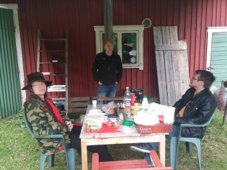 Ensimmäisen päivän vierailijat: Nestori Lehtonen, Sami Koponen ja Timo Hohkala.
